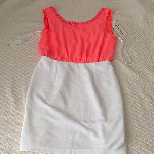 NWT The Clothing Company Coral and White Mini Dress